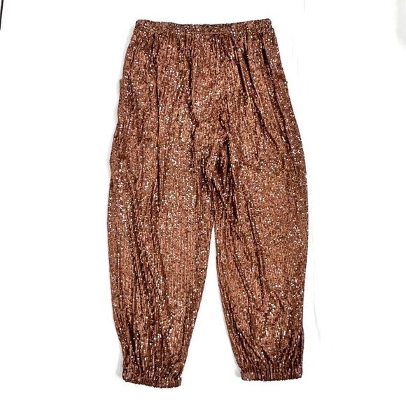 Free People Morelia Sequin Joggers Sz L Boho Glam Whimsy Party Celebration - Picture 4 of 11